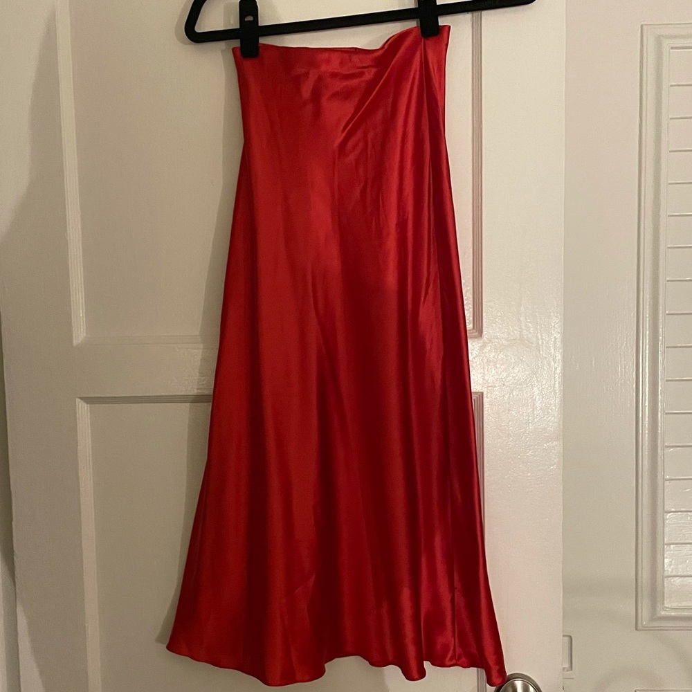 Red silk charmeuse skirt
